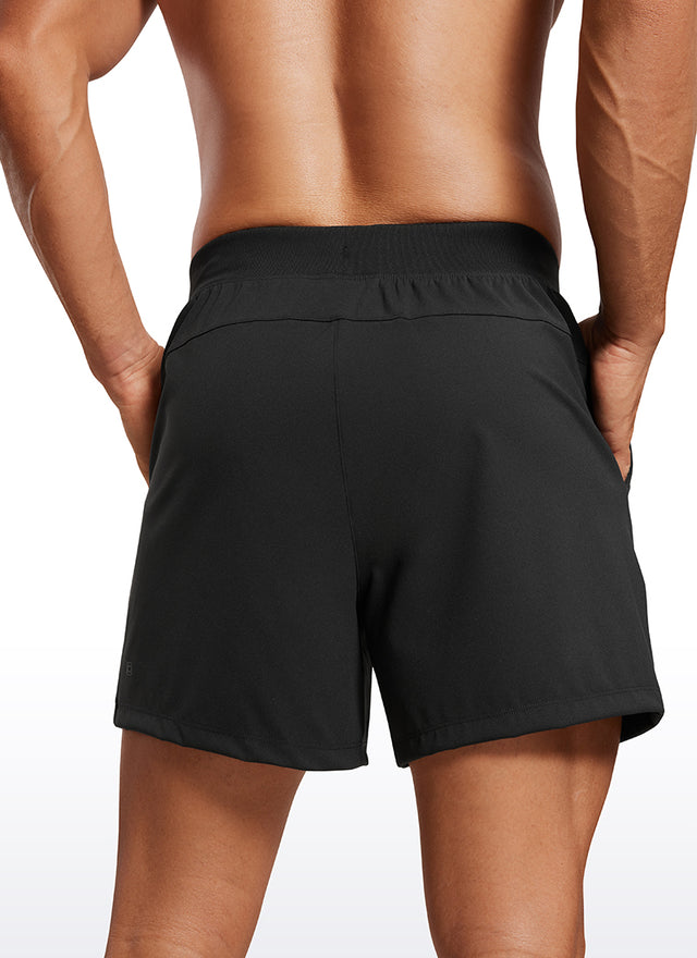 CRZ YOGA Men's Train Relaxed Fit On the Travel Linerless Shorts 5'' Black