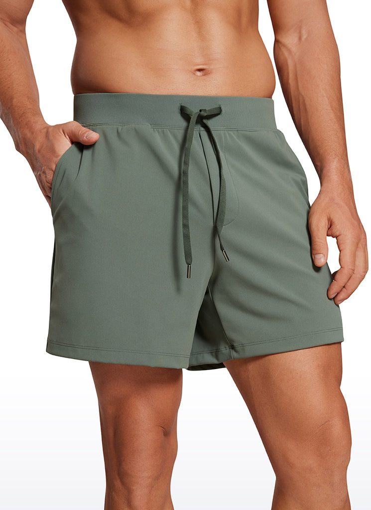 CRZ YOGA Men's Train Relaxed Fit On the Travel Linerless Shorts 5'' Grey Sage