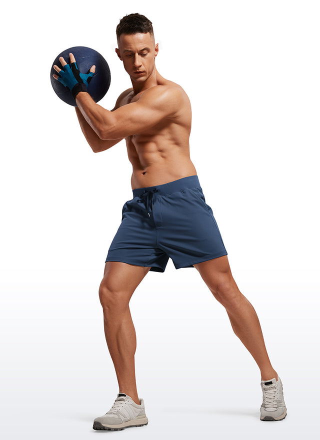 CRZ YOGA Men's Train Relaxed Fit On the Travel Linerless Shorts 5'' Electric Blue