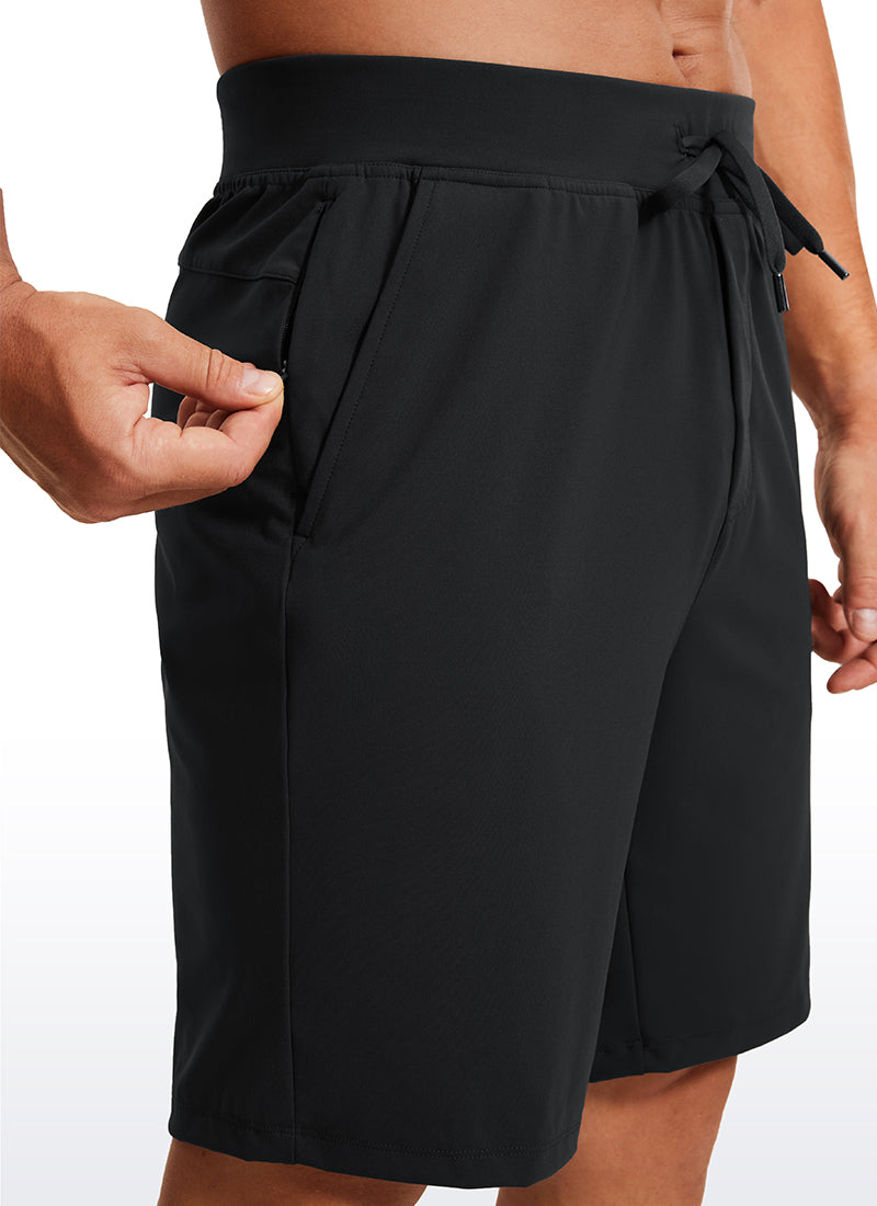 CRZ YOGA Men's Train Relaxed Fit On the Travel Linerless Shorts 9'' Black