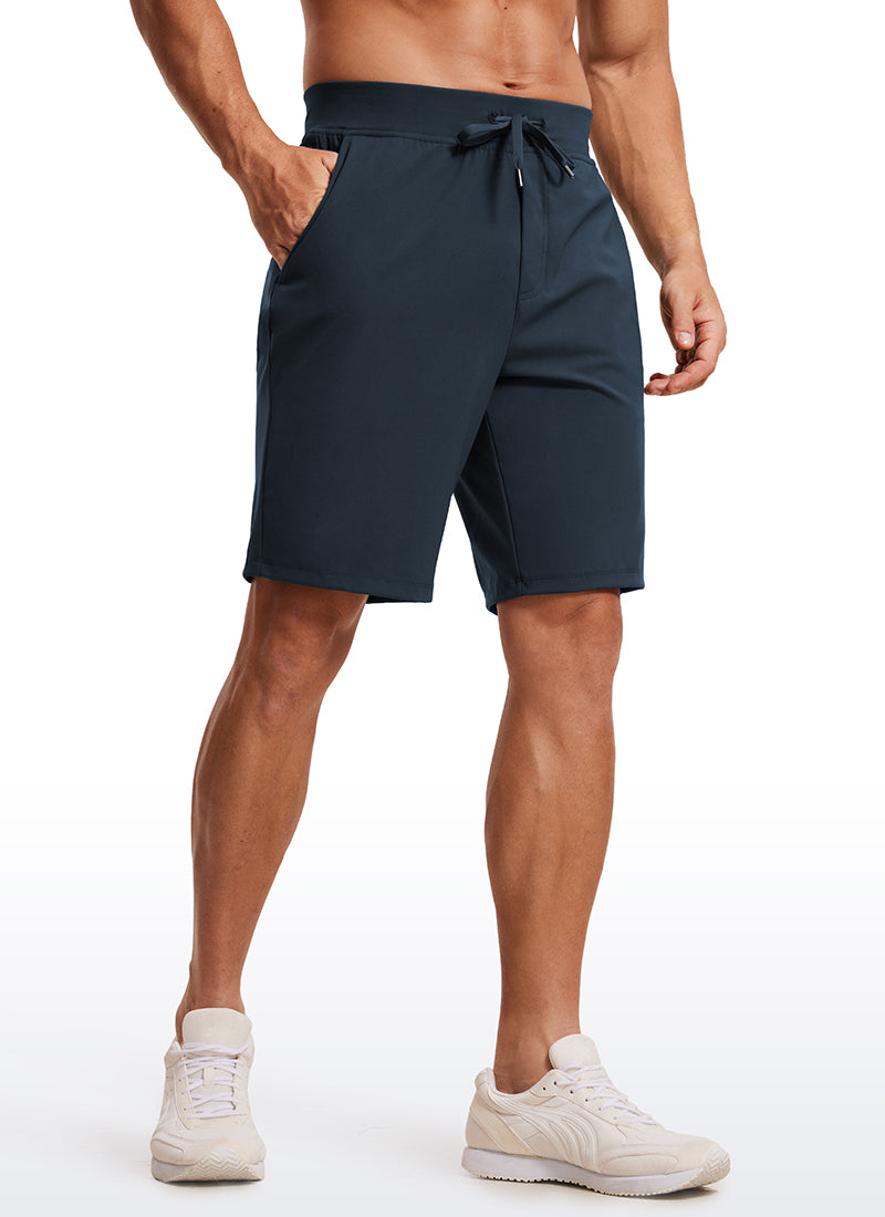 CRZ YOGA Men's Train Relaxed Fit On the Travel Linerless Shorts 9'' Chambray Blue