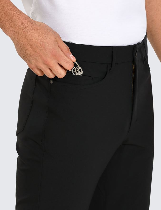 CRZ YOGA Mens Work Slim Fit All-Day Comfort Golf Pants 5 Pockets 30'' Black