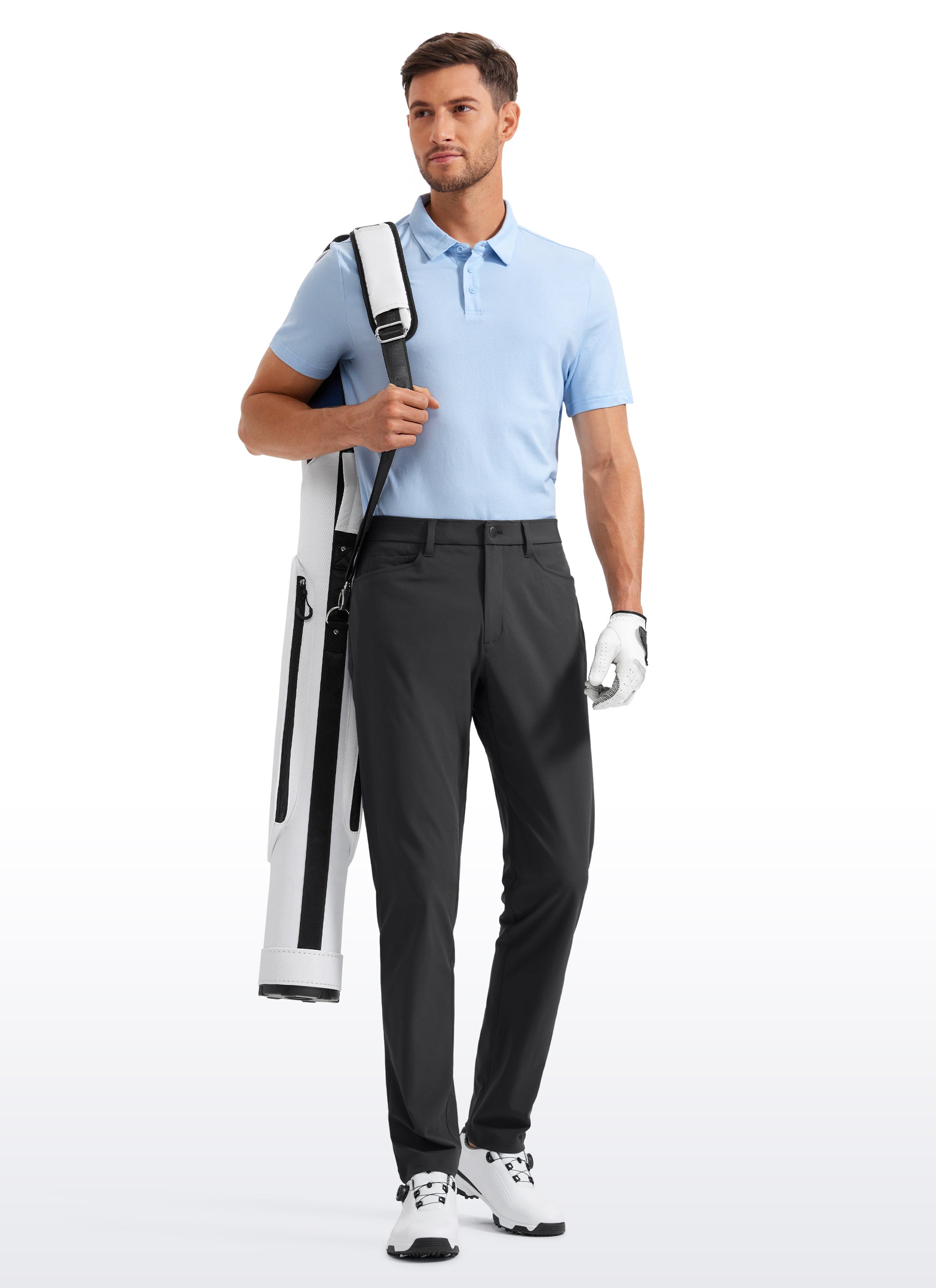 CRZ YOGA Mens Work Slim Fit All-Day Comfort Golf Pants 5 Pockets
