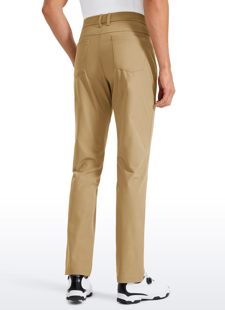 CRZ YOGA Mens Work Slim Fit All-Day Comfort Golf Pants 5 Pockets 30'' Khaki Sand