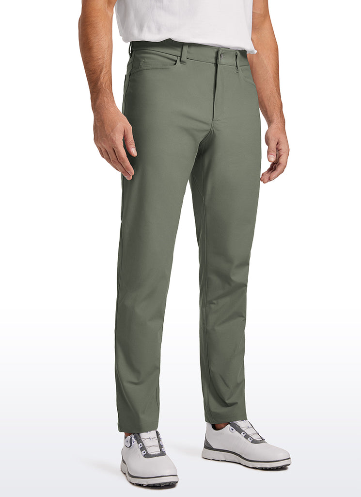 CRZ YOGA Mens Work Slim Fit All-Day Comfort Golf Pants 5 Pockets 34'' Light Army Green
