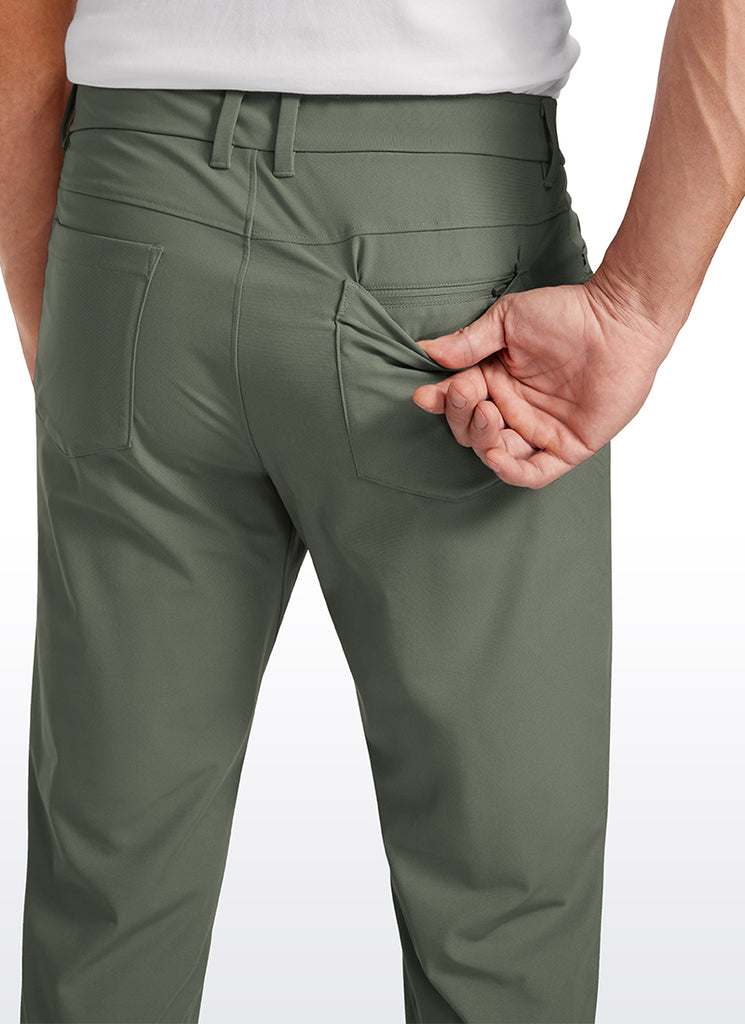 CRZ YOGA Mens Work Slim Fit All-Day Comfort Golf Pants 5 Pockets 34'' Light Army Green