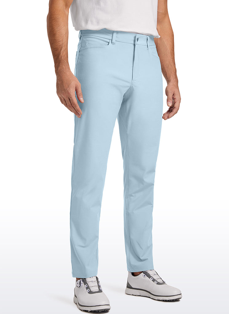 CRZ YOGA Mens Work Slim Fit All-Day Comfort Golf Pants 5 Pockets 32'' Chambray Blue