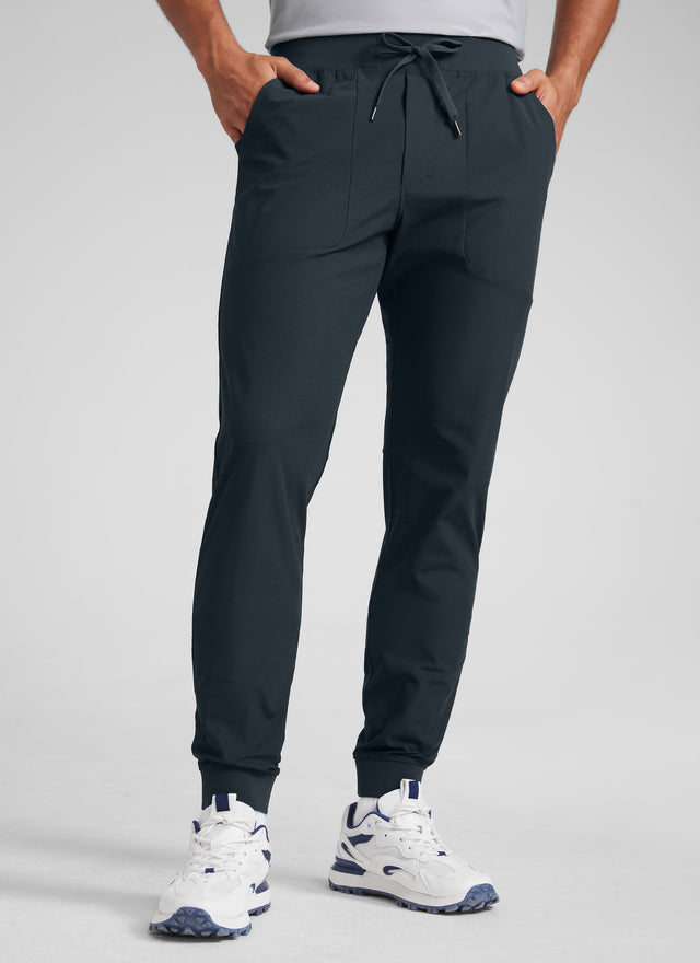CRZ YOGA Men All Day Comfy Slim-Fit Golf Joggers 32'' with Pockets Black