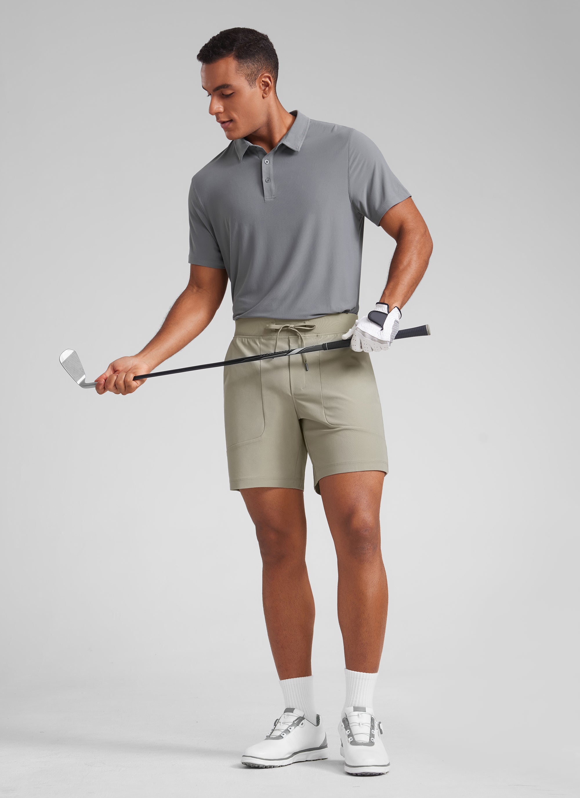 CRZYOGA Men All Day Comfy Golf Casual Shorts 7