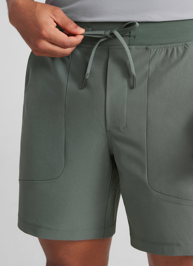 CRZYOGA Men All Day Comfy Golf Casual Shorts 7" with Pockets Quick Dry Grey Sage