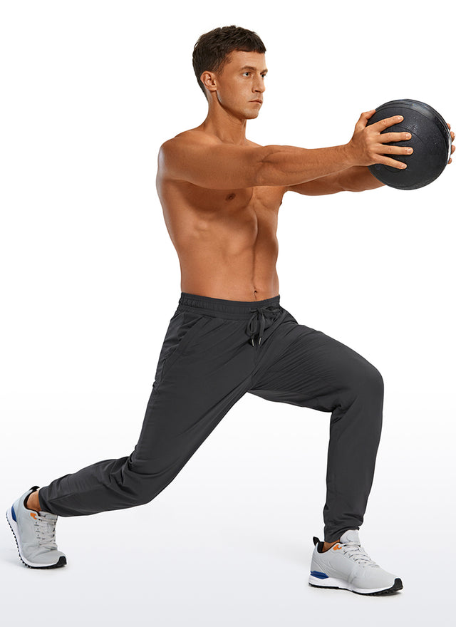 CRZ YOGA Men's Causul Relaxed Fit Lightweight Joggers Zip Pockets 29'' Ink Gray