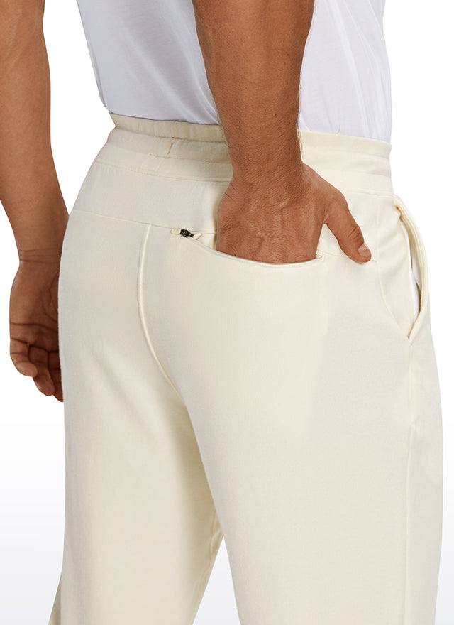 CRZ YOGA Men's Lounge Workout  Amenity Jogger Sweatpants Pockets 29'' White Apricot