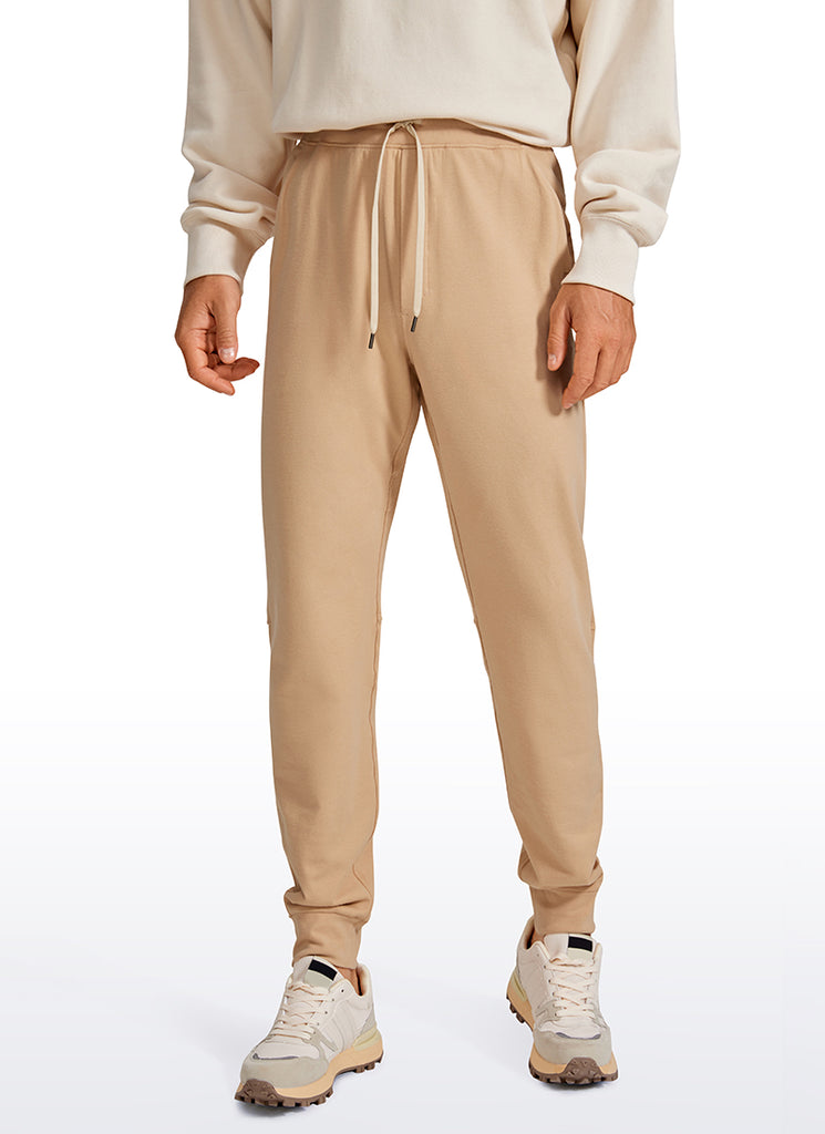 CRZ YOGA Men's Lounge Workout  Amenity Jogger Sweatpants Pockets 29'' White Apricot