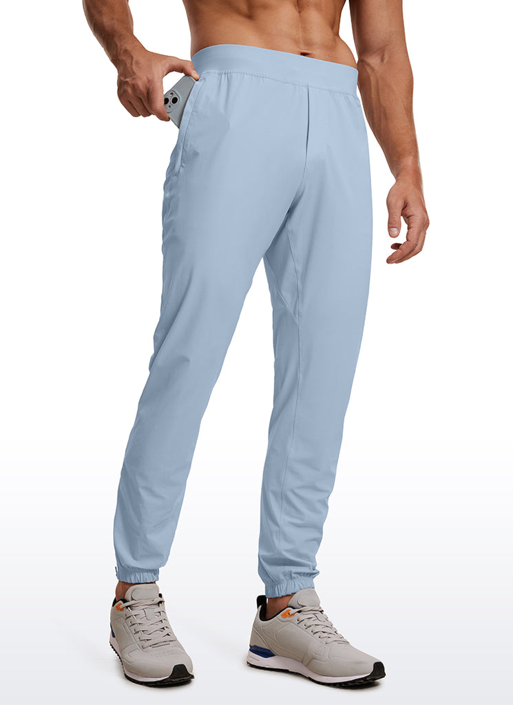 CRZ YOGA Men's Running Slim Fit Lightweight Joggers 29"-Zipper Pockets Grey Sage