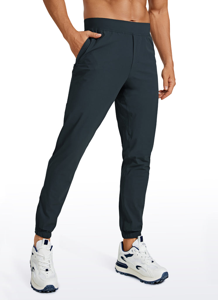 CRZ YOGA Men's Running Slim Fit Lightweight Joggers 29"-Zipper Pockets Black