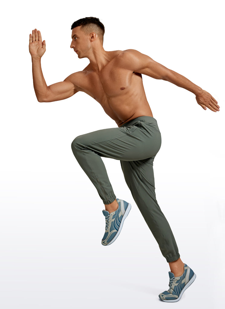 CRZ YOGA Men's Running Slim Fit Lightweight Joggers 29"-Zipper Pockets True Navy