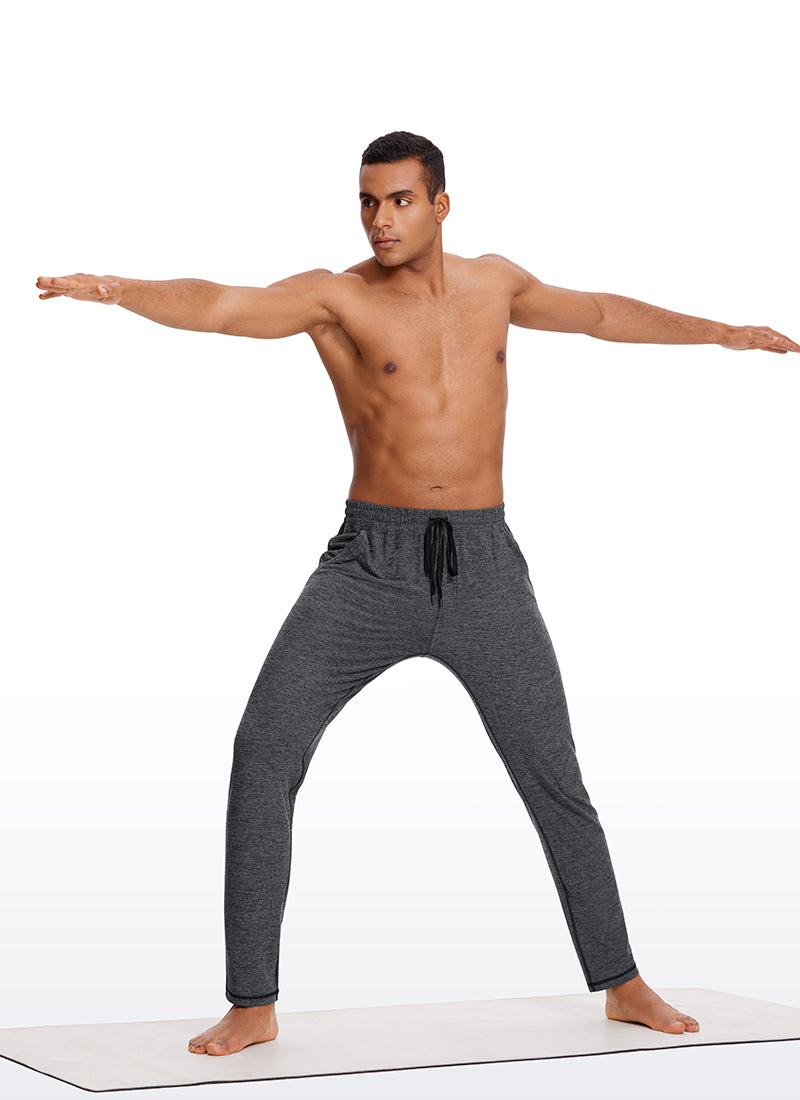 CRZ YOGA Men's Lounge Brushed Lightweight Sweatpants Pockets 20'' Black Heather