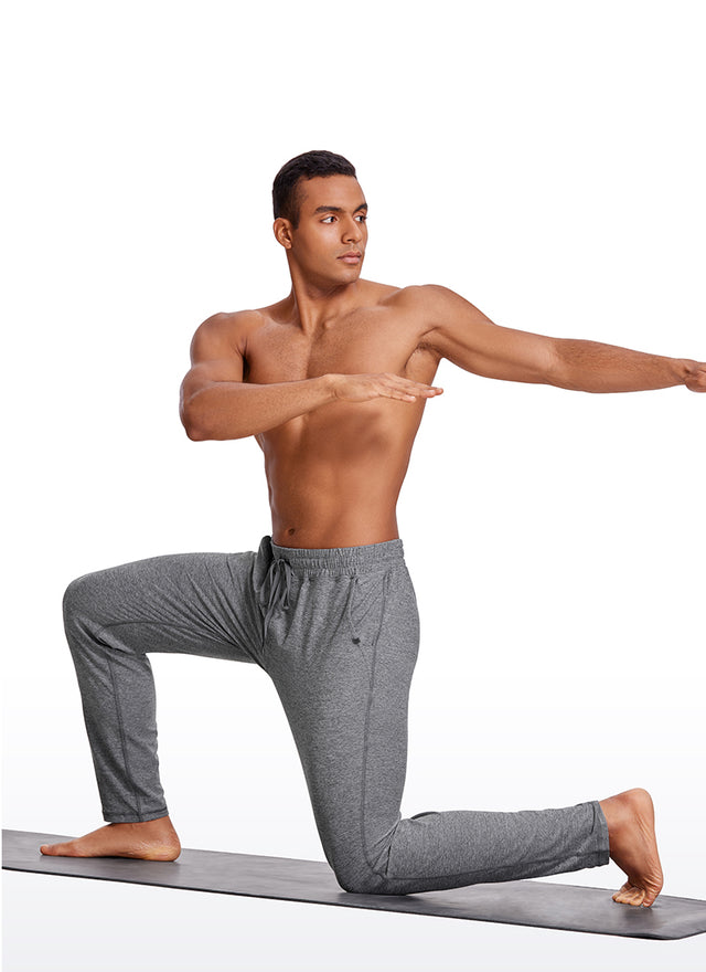 CRZ YOGA Men's Lounge Brushed Lightweight Sweatpants Pockets 20'' Platinum Heather