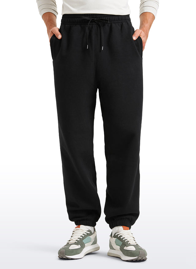 CRZ YOGA Men's Loosed Fit Cotton Fleece Sweatpants with Pockets 32'' Black