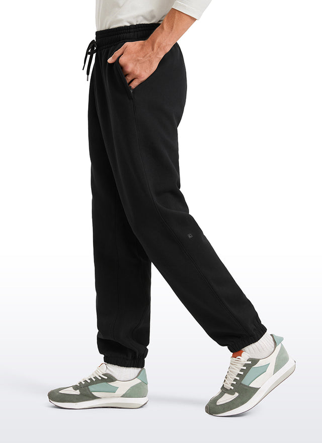 CRZ YOGA Men's Loosed Fit Cotton Fleece Sweatpants with Pockets 32'' Black