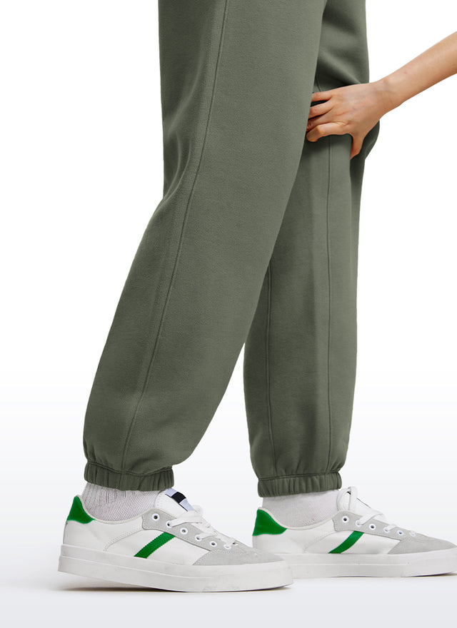 CRZ YOGA Men's Loosed Fit Cotton Fleece Sweatpants with Pockets 32'' Light Army Green