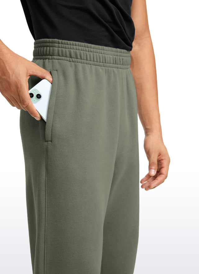 CRZ YOGA Men's Loosed Fit Cotton Fleece Sweatpants with Pockets 32'' Light Army Green