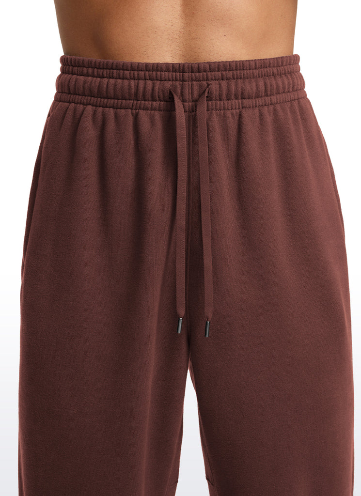 CRZ YOGA Men's Loosed Fit Cotton Fleece Sweatpants with Pockets 32'' Taupe