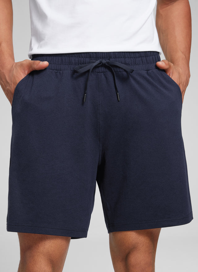 CRZ YOGA Men's Casual Lightweight Sweat Shorts with Pockets Navy