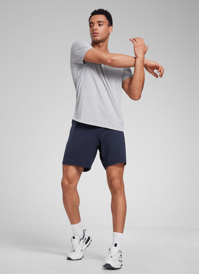 CRZ YOGA Men's Casual Lightweight Sweat Shorts with Pockets Navy