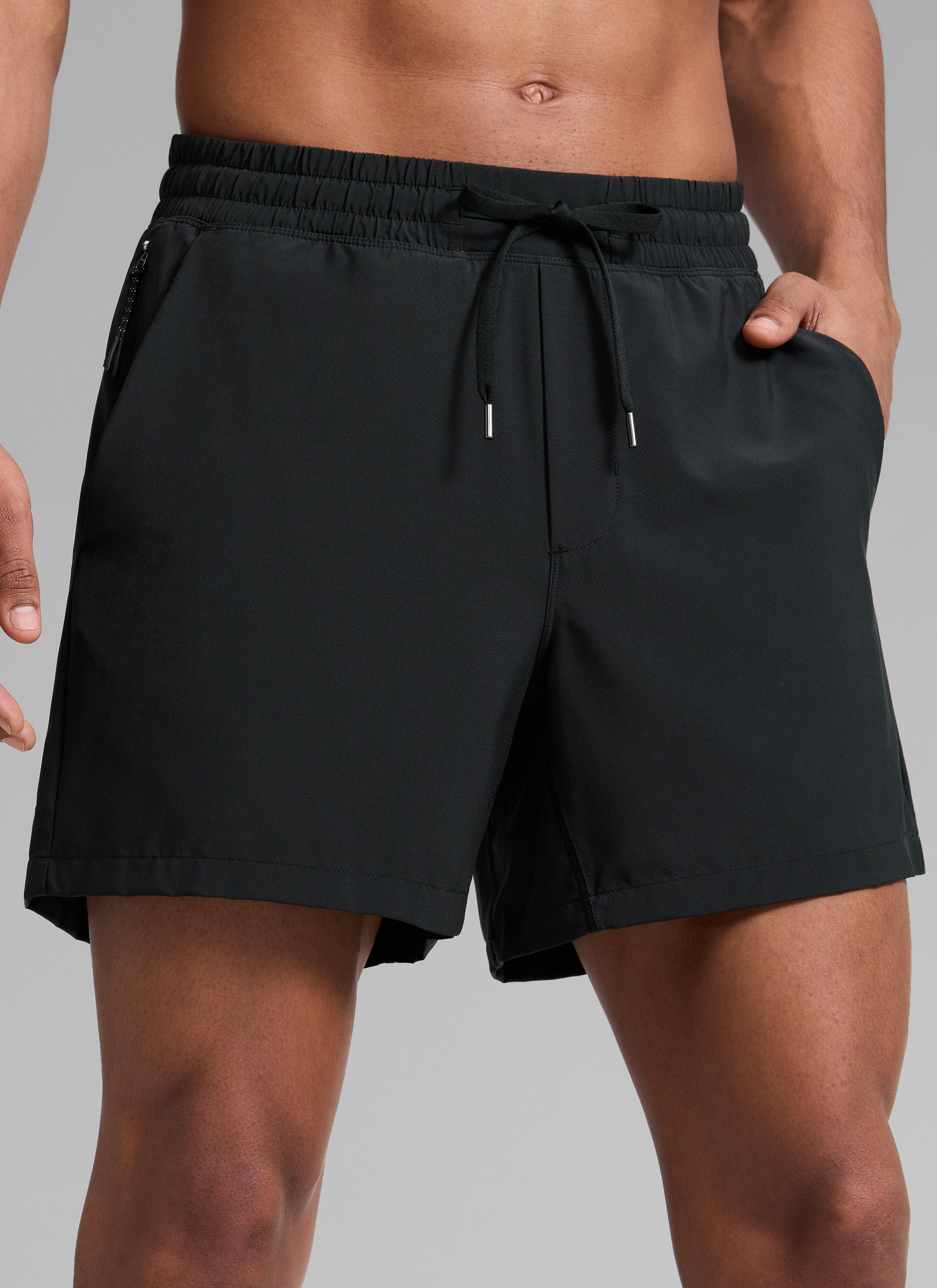 CRZ YOGA Man's Swimwear Mid Rise Mesh Lined Pocket Swim Shorts 5'' Black