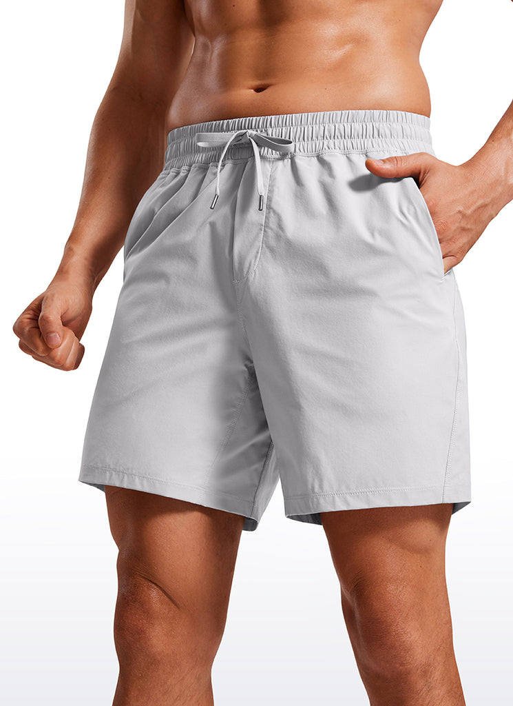 CRZ YOGA Men's Training Quick Dry Pocketed Linerless Shorts 7'' Grey Sage