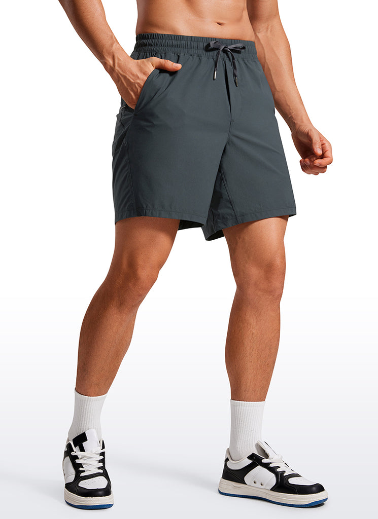 CRZ YOGA Men's Training Quick Dry Pocketed Linerless Shorts 7'' Black