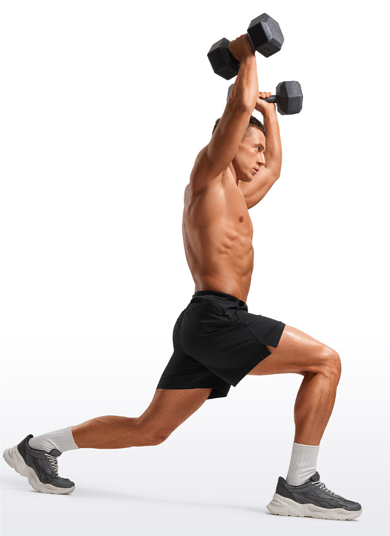 CRZ YOGA Men's Quick Dry Lightweight Gym Shorts with Zipper Pocket Black