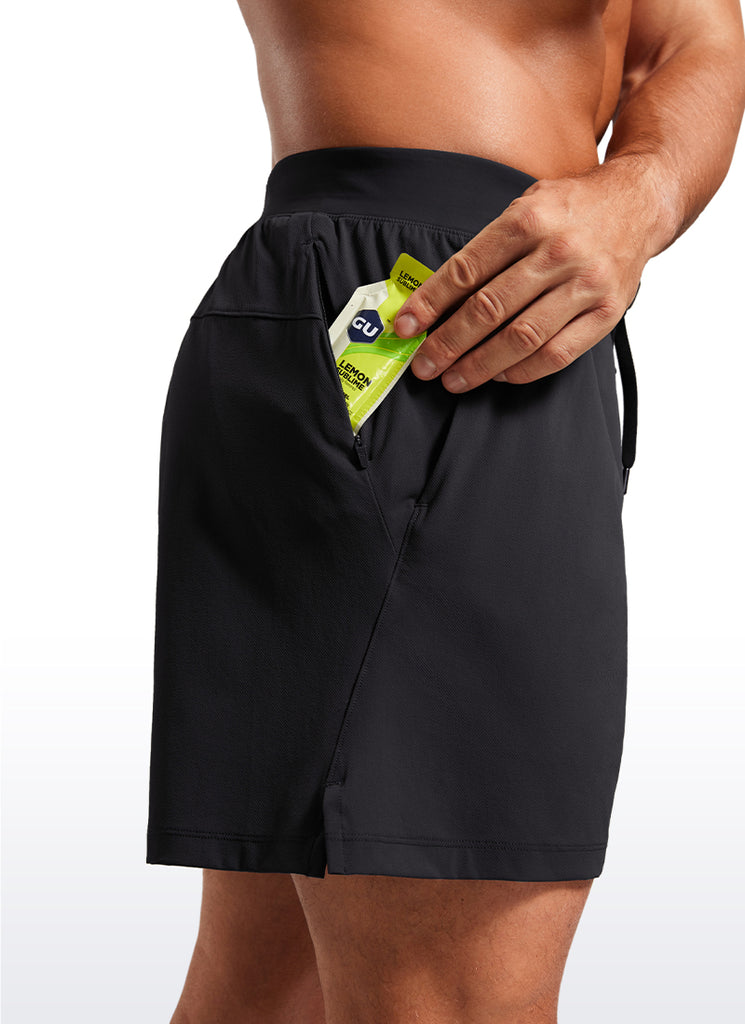 CRZ YOGA Men's Quick Dry Lightweight Gym Shorts with Zipper Pocket Black