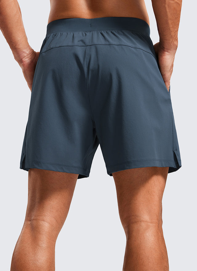 CRZ YOGA Men's Quick Dry Lightweight Gym Shorts with Zipper Pocket Stelindigo