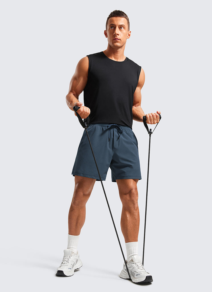 CRZ YOGA Men's Quick Dry Lightweight Gym Shorts with Zipper Pocket Stelindigo