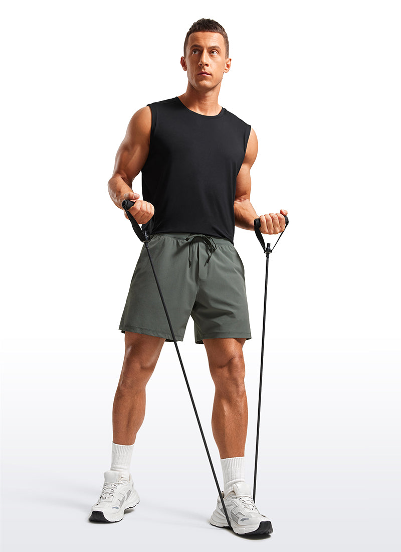 CRZ YOGA Men's Quick Dry Lightweight Gym Shorts with Zipper Pocket Stelindigo