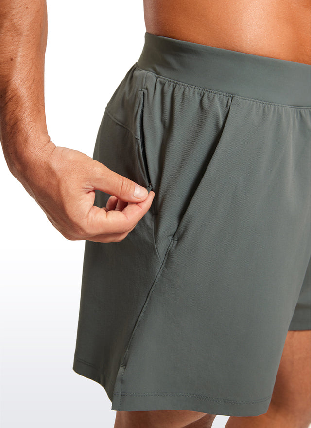 CRZ YOGA Men's Quick Dry Lightweight Gym Shorts with Zipper Pocket Grey Sage