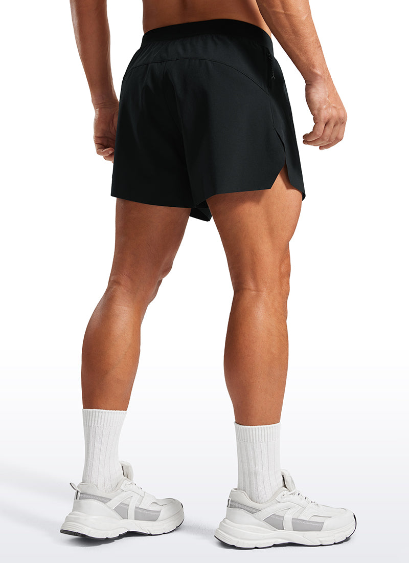 CRZ YOGA Men's 2 in 1 Running Dolphin Quick Dry Zip Pocket Shorts  4'' Black