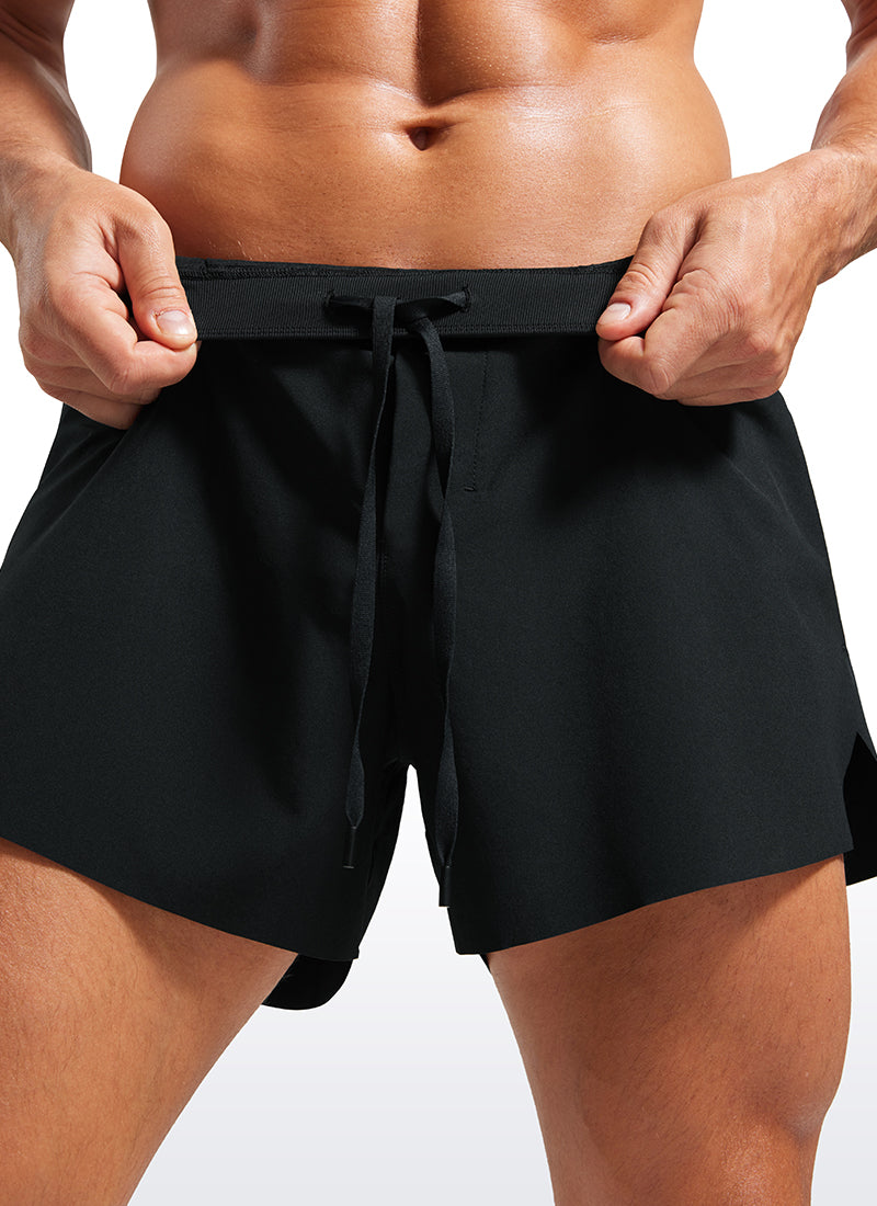 CRZ YOGA Men's 2 in 1 Running Dolphin Quick Dry Zip Pocket Shorts  4'' Black