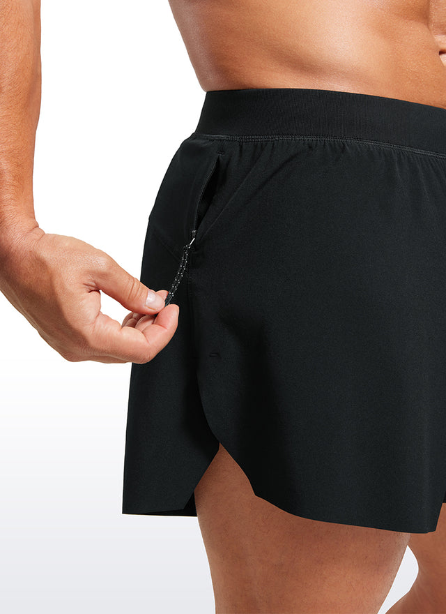 CRZ YOGA Men's 2 in 1 Running Dolphin Quick Dry Zip Pocket Shorts  4'' Black