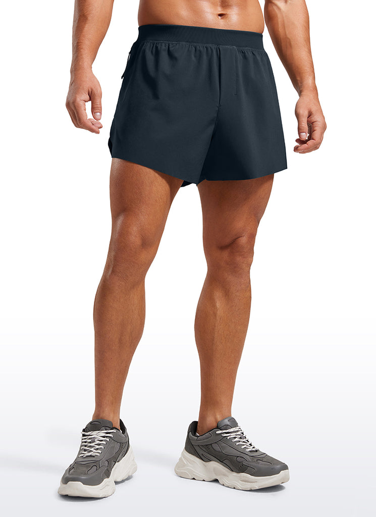 CRZ YOGA Men's 2 in 1 Running Dolphin Quick Dry Zip Pocket Shorts  4'' True Navy