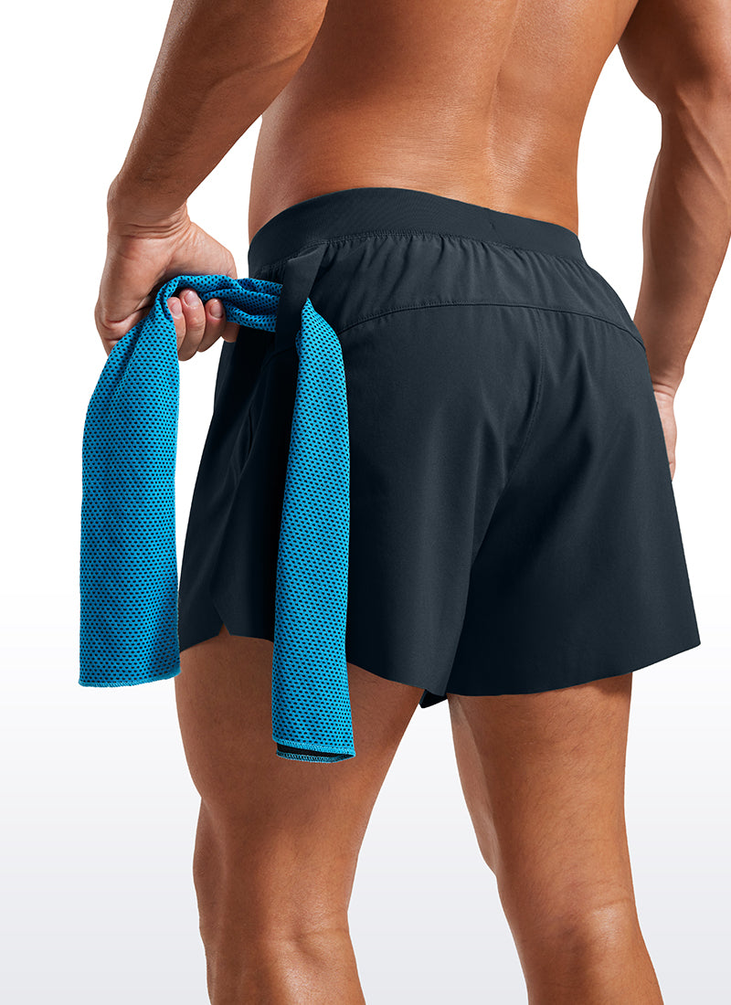 CRZ YOGA Men's 2 in 1 Running Dolphin Quick Dry Zip Pocket Shorts  4'' True Navy