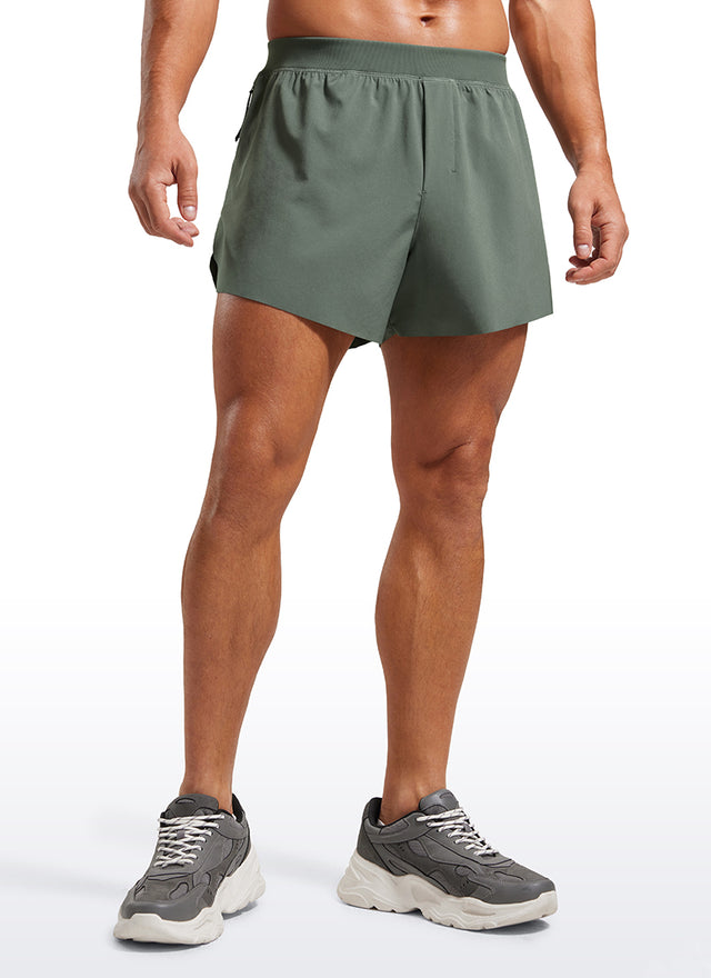 CRZ YOGA Men's 2 in 1 Running Dolphin Quick Dry Zip Pocket Shorts  4'' True Navy