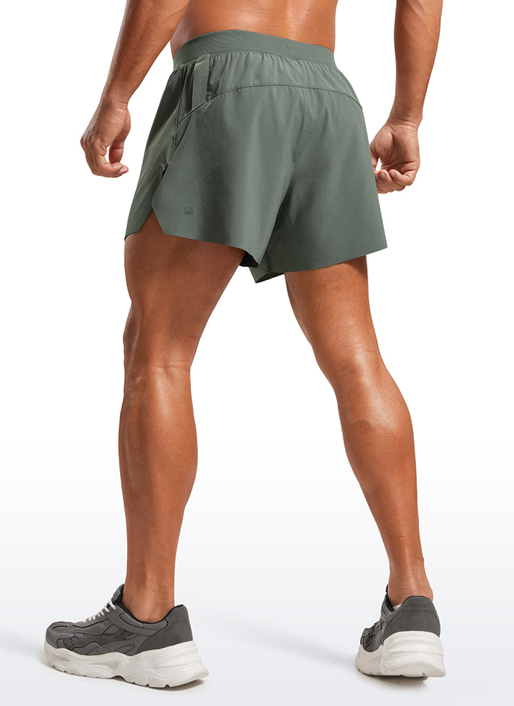 CRZ YOGA Men's 2 in 1 Running Dolphin Quick Dry Zip Pocket Shorts  4'' Grey Sage