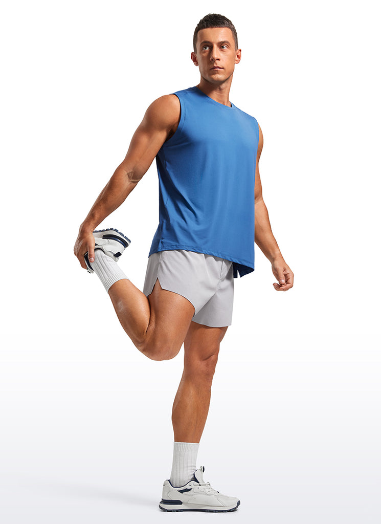 CRZ YOGA Men's 2 in 1 Running Dolphin Quick Dry Zip Pocket Shorts  4'' Gull Gray