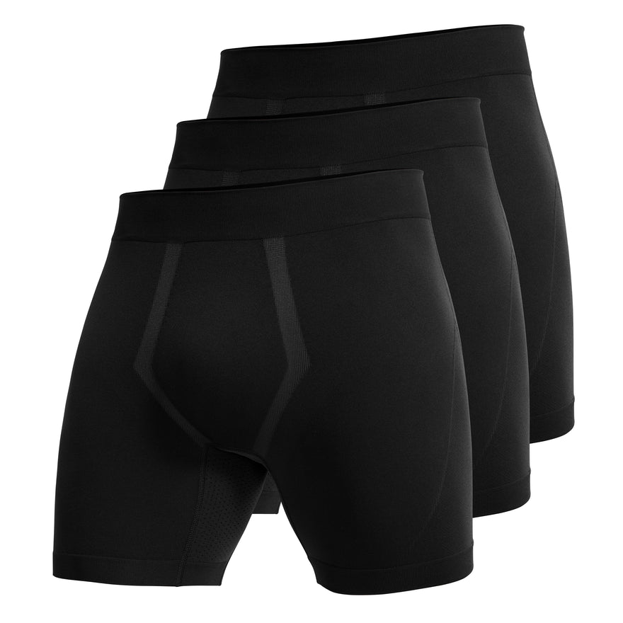 CRZ YOGA Men's Seamless Boxer Briefs Sports Underwear (3-Pack) All Black