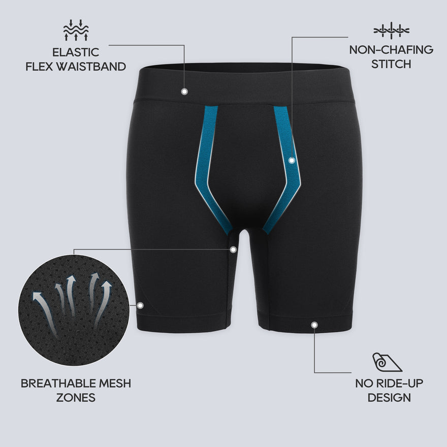 CRZ YOGA Men's Seamless Boxer Briefs Sports Underwear (3-Pack) All Black