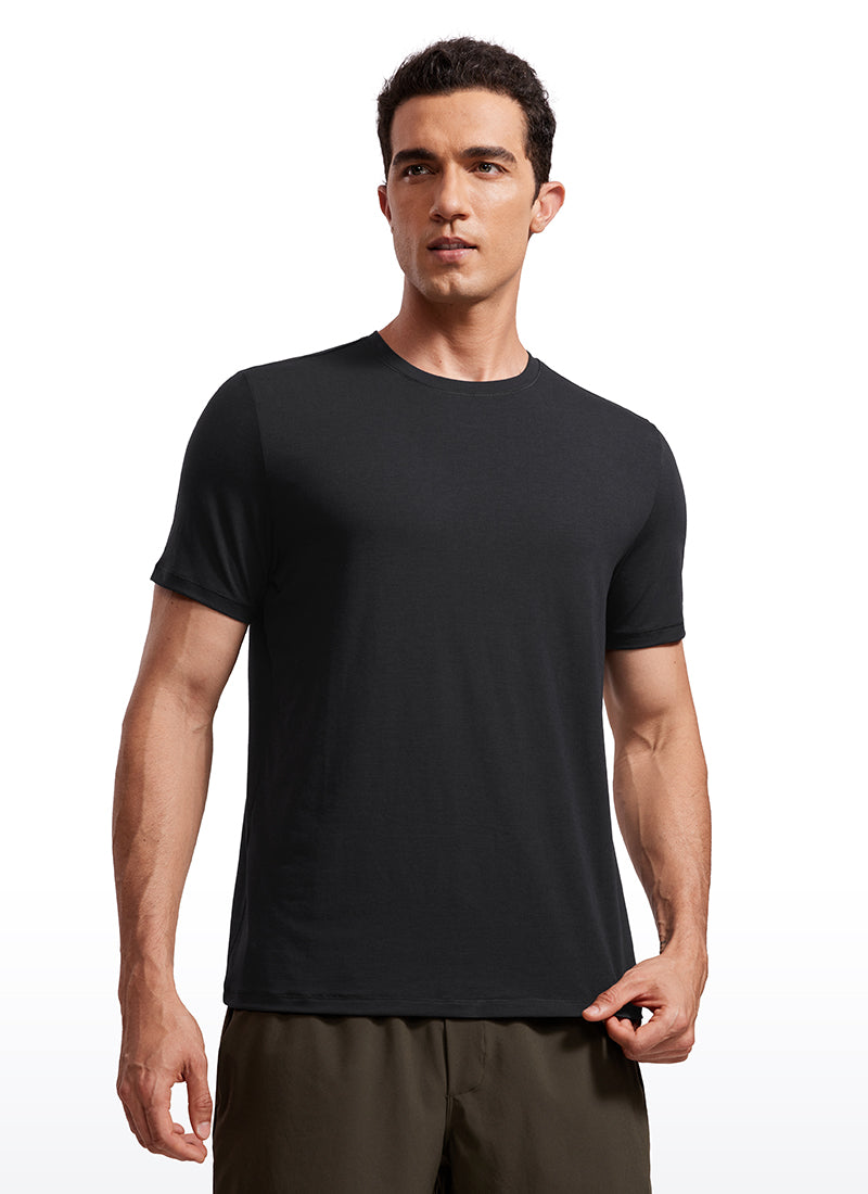 CRZ YOGA Men's Casual Classic Fit Quick Dry Crew Neck Short Sleeves Black