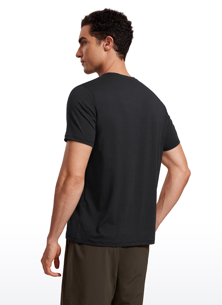 CRZ YOGA Men's Casual Classic Fit Quick Dry Crew Neck Short Sleeves Black